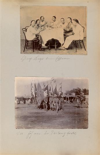 (BOXER REBELLION--CHINA) Album entitled China Expedition 1900-1901 with 85 photographs, including those related to the Boxer Rebellion